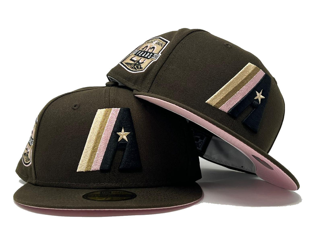 HOUSTON ASTROS 20TH ANNIVERSARY DARK MOCHA BROWN PINK BRIM NEW ERA FITTED HAT