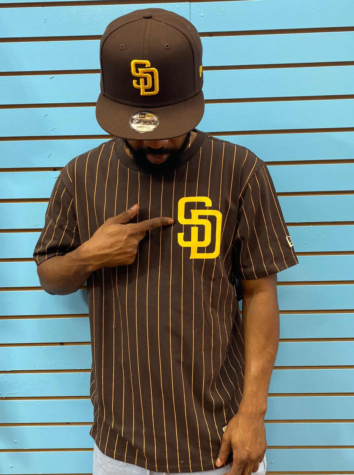 Gray San Diego Padres Brown Pinstripe New Era Short Sleeve T-Shirt 3XL