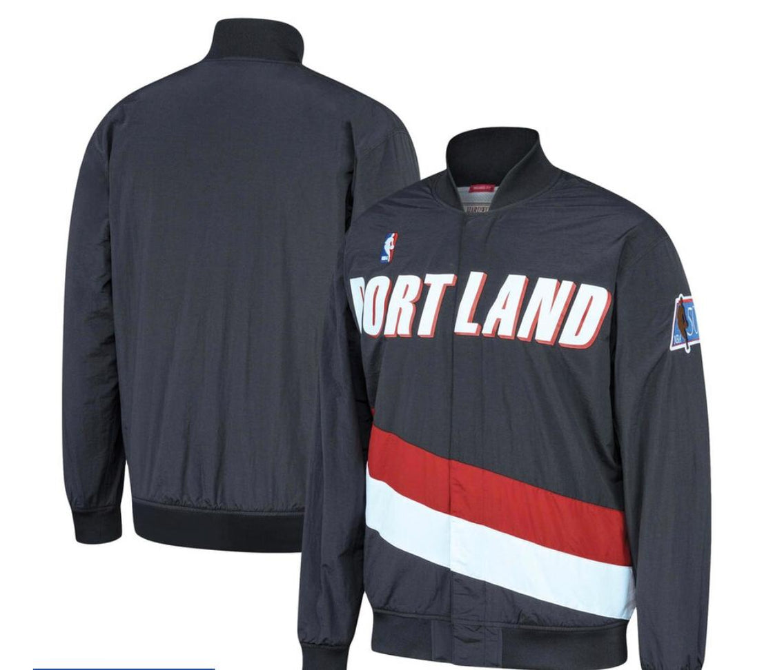 Portland Trail Blazers Mitchell And Ness Black Hardwood Classics Authentic Warm Up Jacket