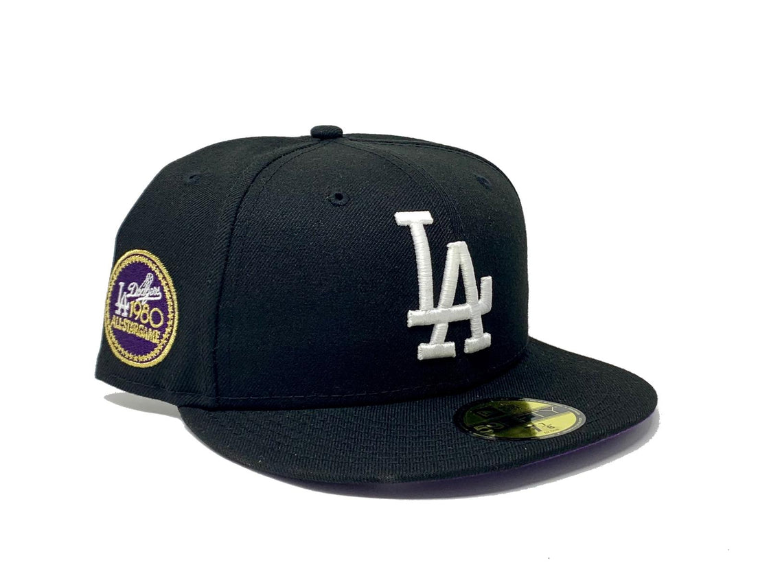 LOS ANGELES DODGERS 1980 ALL STAR GAME BLACK PURPLE BRIM NEW ERA FITTED HAT