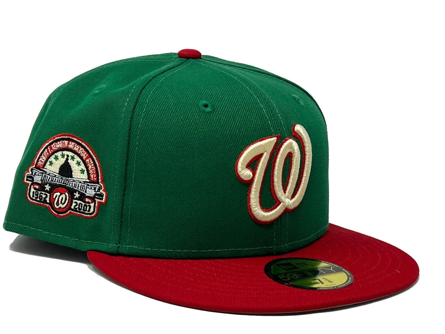 Washington  Nationals 25th Anniversary Green Red Visor Gray Brim New Era Fitted Hat