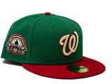 WASHINGTON  NATIONALS 25TH ANNIVERSARY "XMAS COLLECTION" GREEN RED VISOR GRAY BRIM NEW ERA FITTED HAT