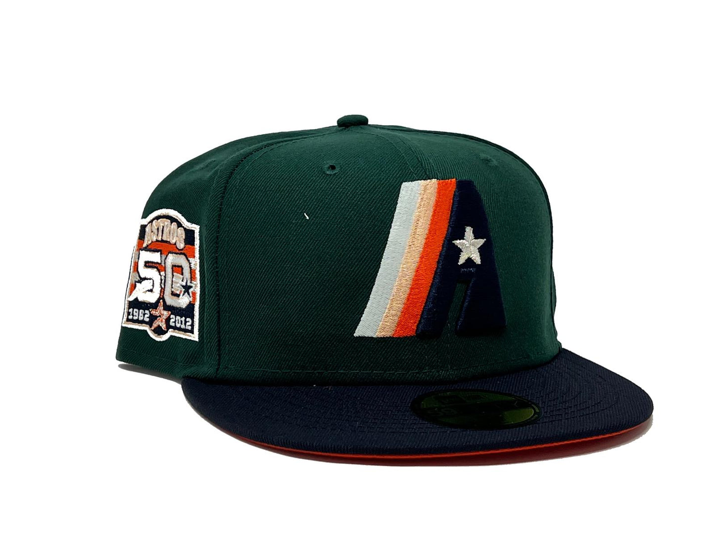 HOUSTON ASTROS 50TH ANNIVERSARY " GREEN DOME" ORANGE BRIM NEW ERA FITTED HAT