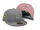 LOS ANGELES DODGERS 40TH ANNIVERSARY LIGHT GRAY PINK BRIM NEW ERA FITTED HAT
