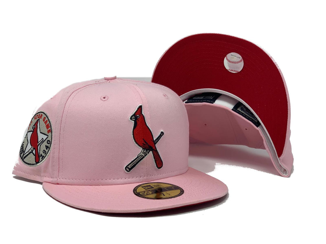 ST. LOUIS CARDINALS 1940 ALL STAR GAME LIGHT PINK RED BRIM NEW ERA FITTED HAT