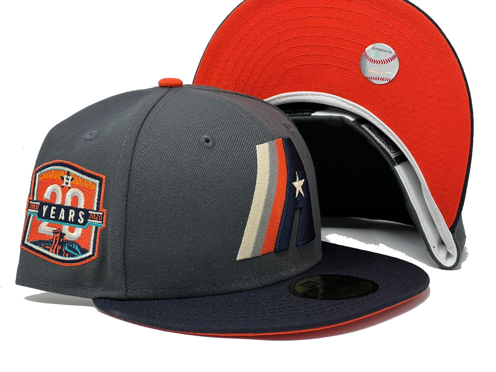 Off White Houston Astros Rust Orange Visor Gray Bottom Astrodome Side Patch New Era 59FIFTY Fitted 77/8