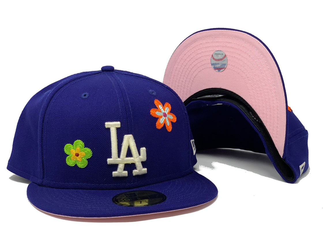 Royal Blue Los Angeles Dodgers Flower Pattern New Era Fitted Hat