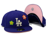 Royal Blue Los Angeles Dodgers Flower Pattern New Era Fitted Hat