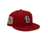 ST. LOUIS CARDINALS 1967 WORLD SERIES "STRAWBERRY REFRESHER" RED PINK BRIM NEW ERA FITTED HAT
