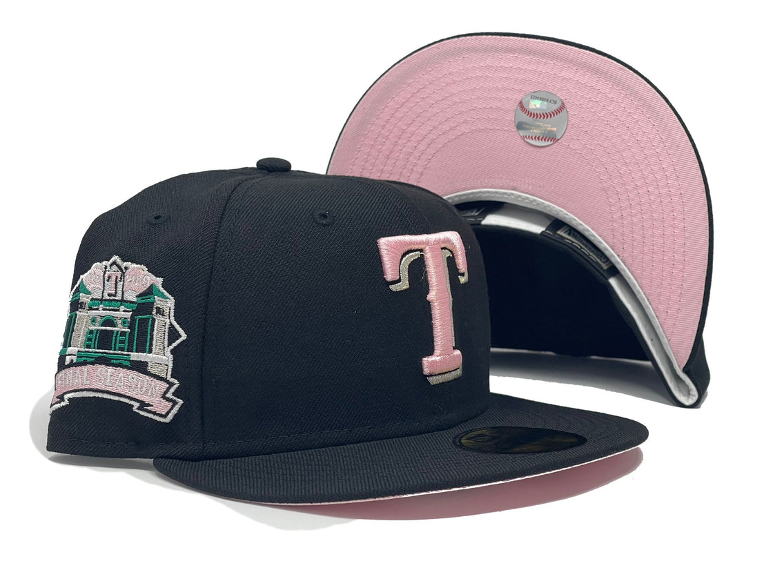 TEXAS RANGERS FINAL SEASON  BLACK PINK BRIM NEW ERA FITTED HAT