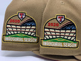 TEXAS RANGERS INAUGURAL SEASON KHAKI RED BRIM NEW ERA FITTED HAT