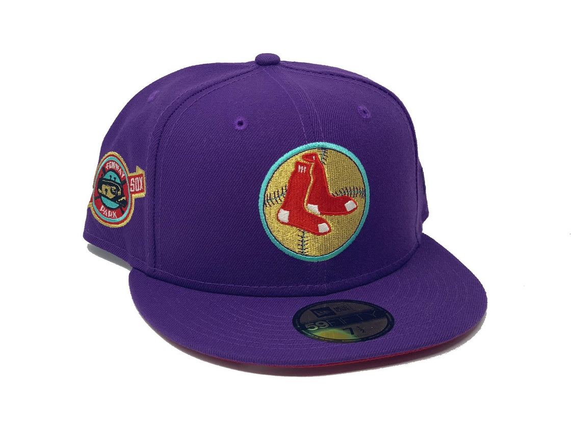BOSTON RED SOX FENWAY PARK DEEP PURPLE RED BRIM NEW ERA FITTED HAT