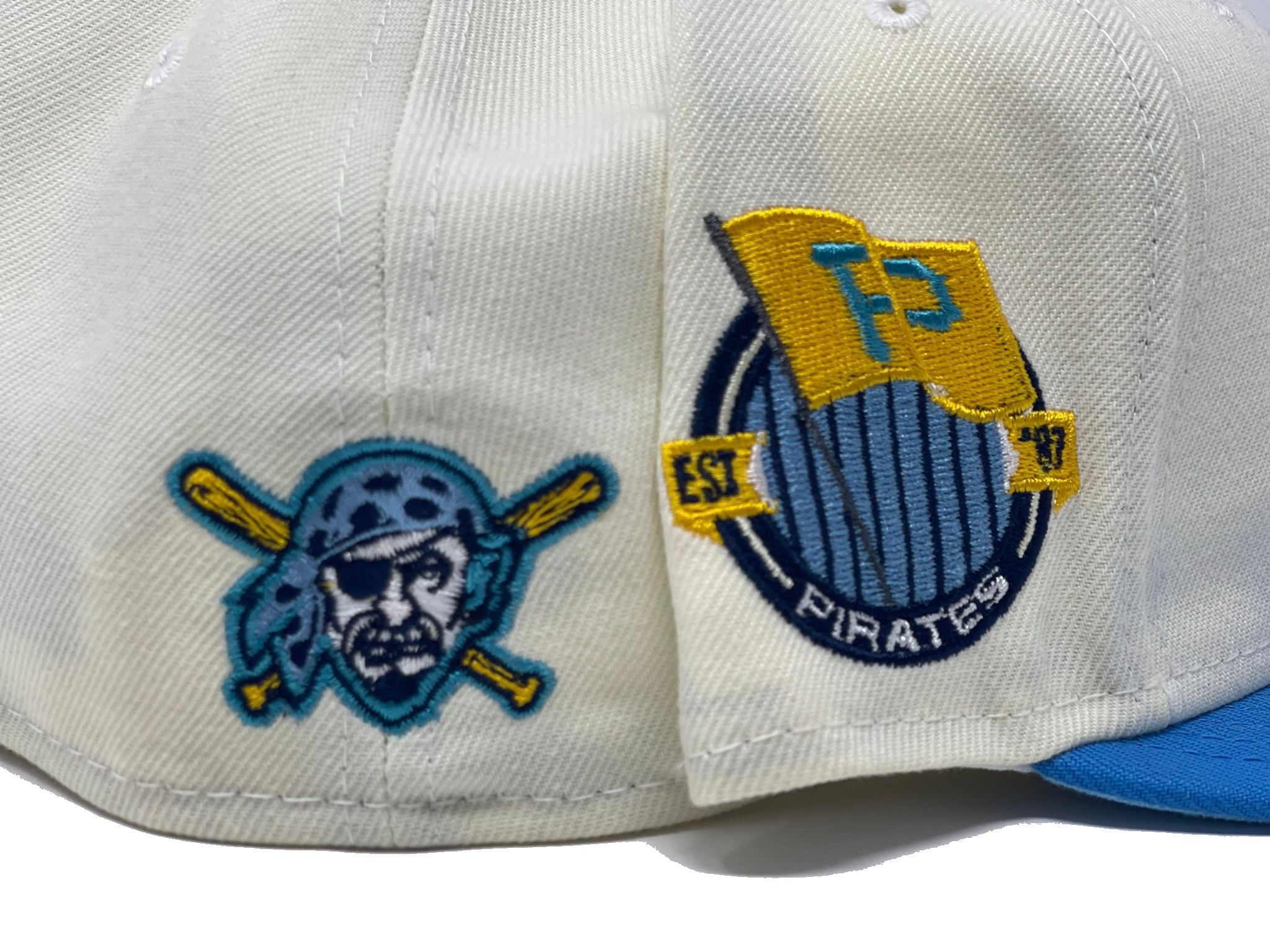 Pittsburgh Pirates New Era Chrome/Blue BSP Custom Side Patch 59FIFTY Fitted Hat, 7 / Chrome/Blue