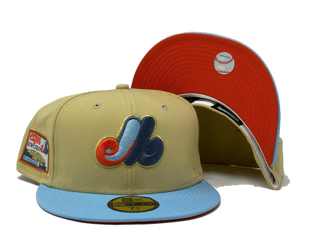 MONTREAL EXPOS OLYMPIC STADIUM "SUNRISE GRADIENT"  ORANGE BRIM NEW ERA FITTED HAT