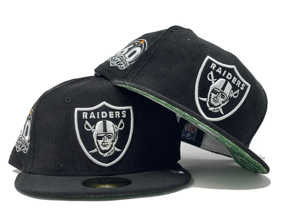 Las Vegas Raiders American Football League 60th Anniversary New Era 59FIFTY Fitted Hat (Black Green Under BRIM) 7 3/4