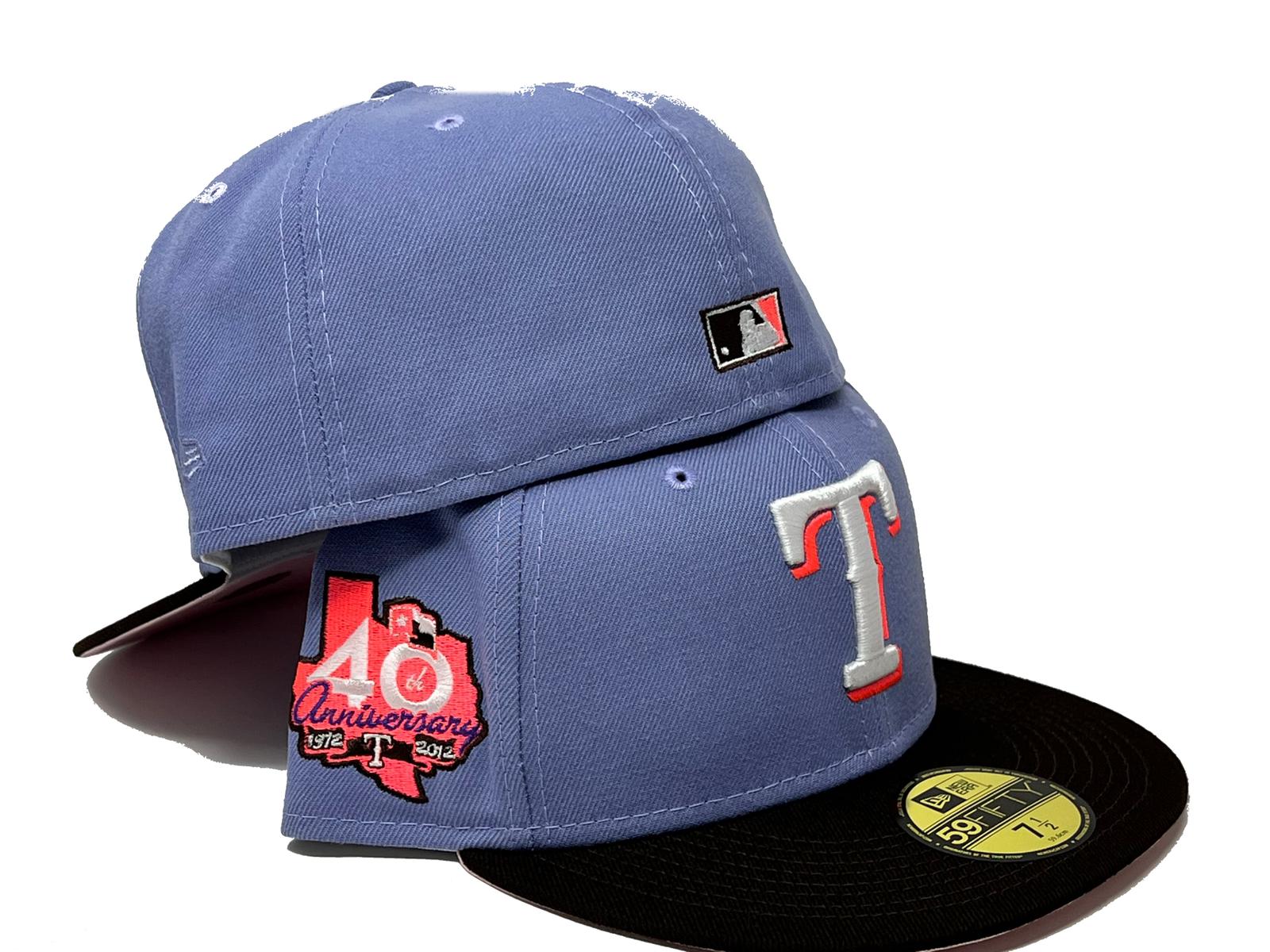 Men's Texas Rangers New Era Pink/Sky Blue 40th Anniversary Undervisor  59FIFTY Fitted Hat
