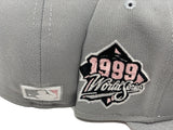 NEW YORK YANKEES 1999 WORLD SERIES LIGHT GRAY PINK BRIM NEW ERA FITTED HAT