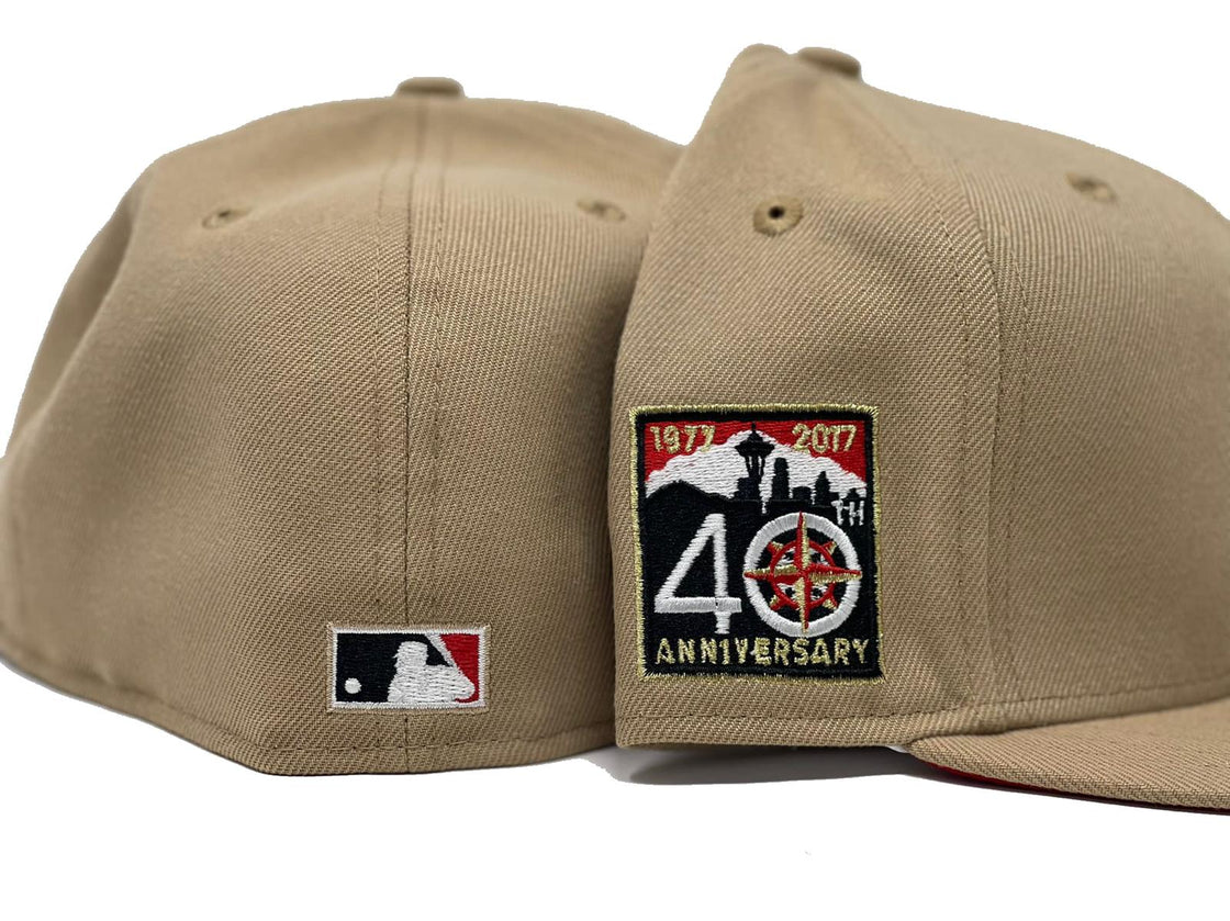 Camel Seattle Mariners 40th Anniversary Custom New Era Fitted Hat