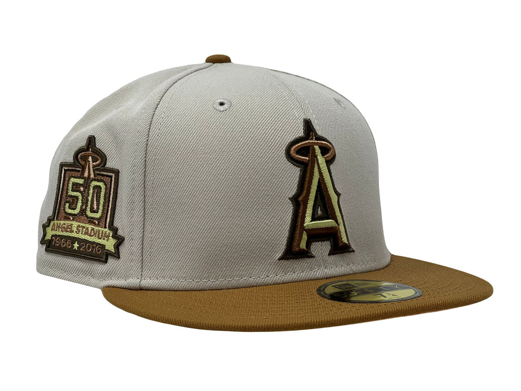Los Angeles Angels 50th Anniversary Stone Bronze Visor Peach Brim New Era Fitted Hat
