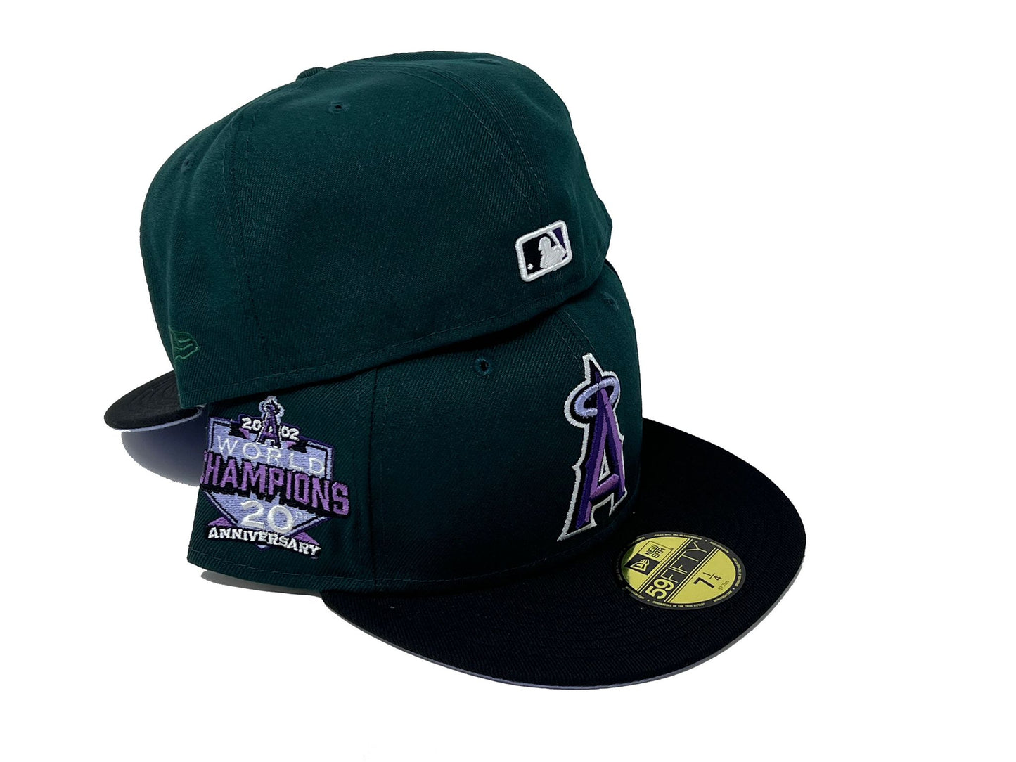 LOS ANGELES ANGELS 2002 WORLD CHAMPIONS LAVENDER BRIM NEW ERA FITTED HAT