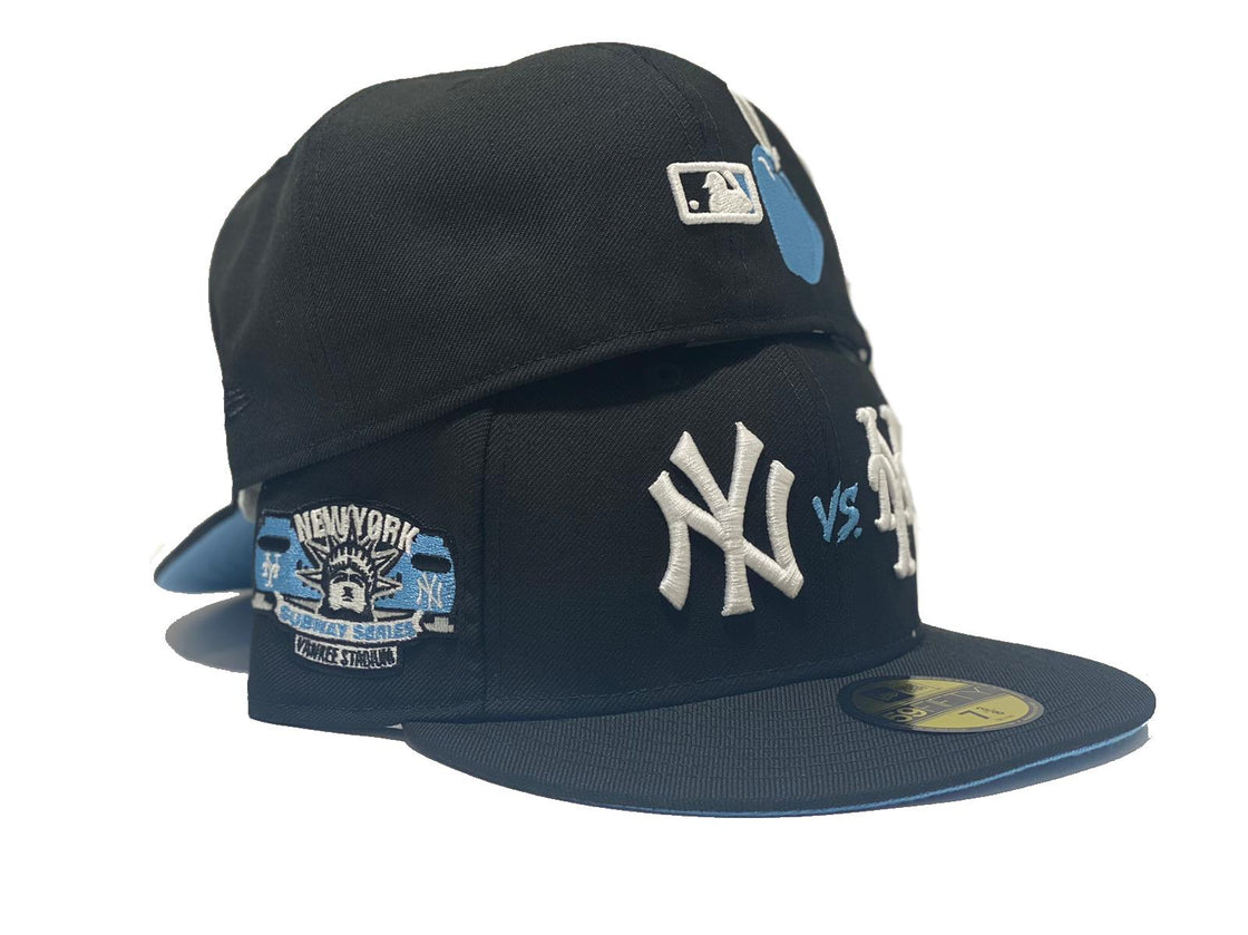 NEW YORK YANKEES * METS SUBWAY SERIES BLACK ICY BRIM NEW ERA FITTED HAT
