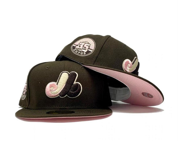 Montreal Expos 35th Anniversary New Era Fitted 59FIFTY Hat (Misty Morning Chrome White Green Under BRIM) 7 3/4