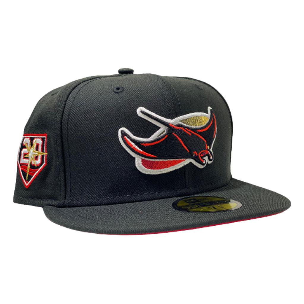 TAMPA BAY 20TH SEASON BLACK RED BRIM NEW ERA FITTED HAT