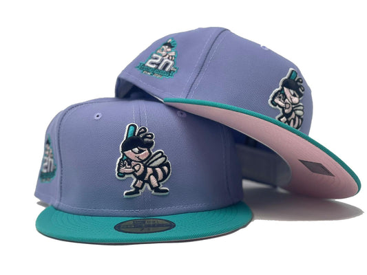 SALT LAKE BEES MINOR LEAGUE  20TH ANNIVERSARY PINK BRIM NEW ERA FITTED HAT