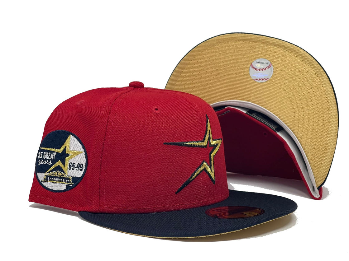 HOUSTON ASTROS 35TH ANNIVERSARY METALLIC GOLD BRIM NEW ERA FITTED HAT