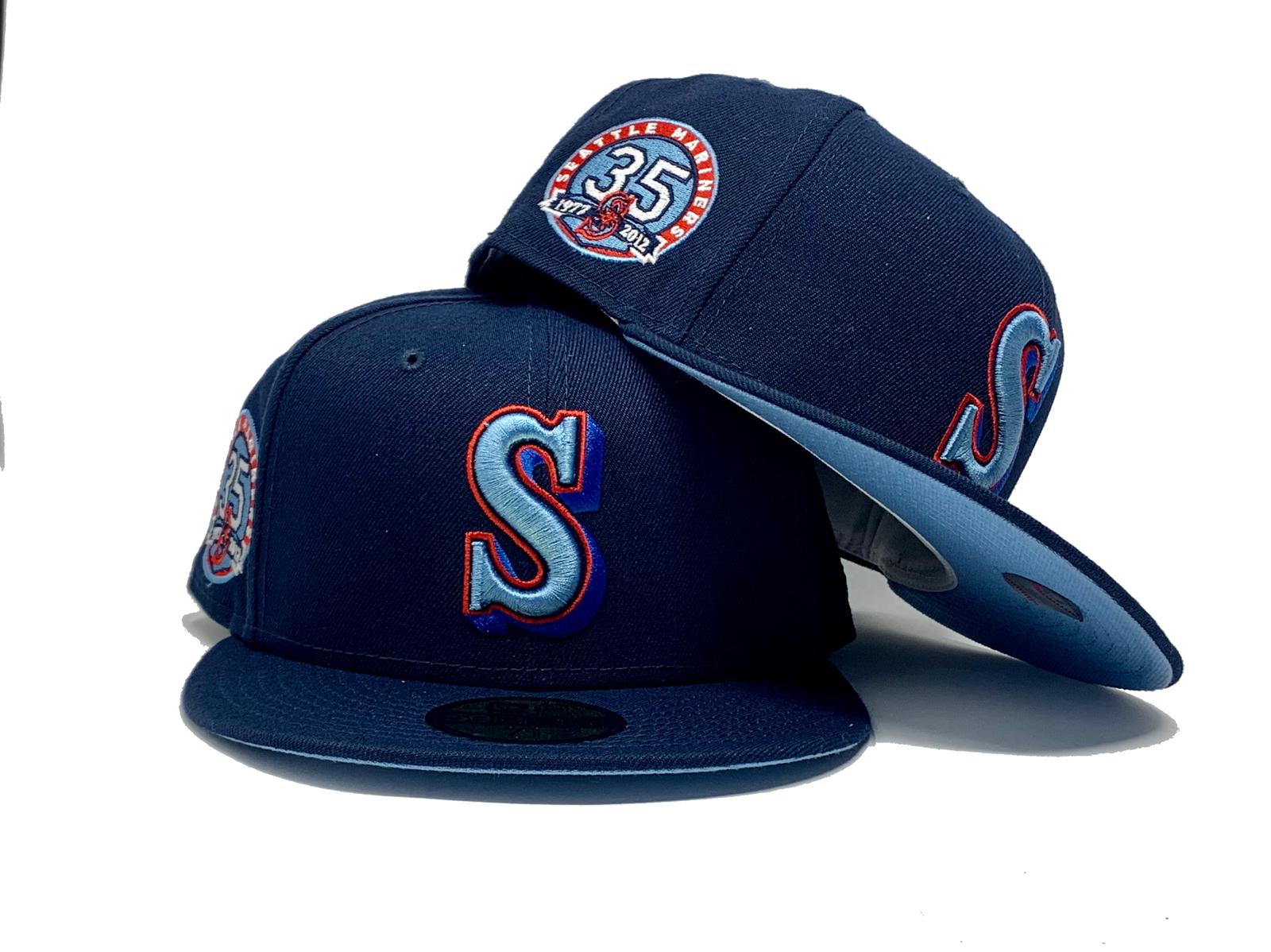 SEATTLE MARINERS 35TH ANNIVERSARY LIGHT NAVY ICY BRIM NEW ERA FITTED H –  Sports World 165