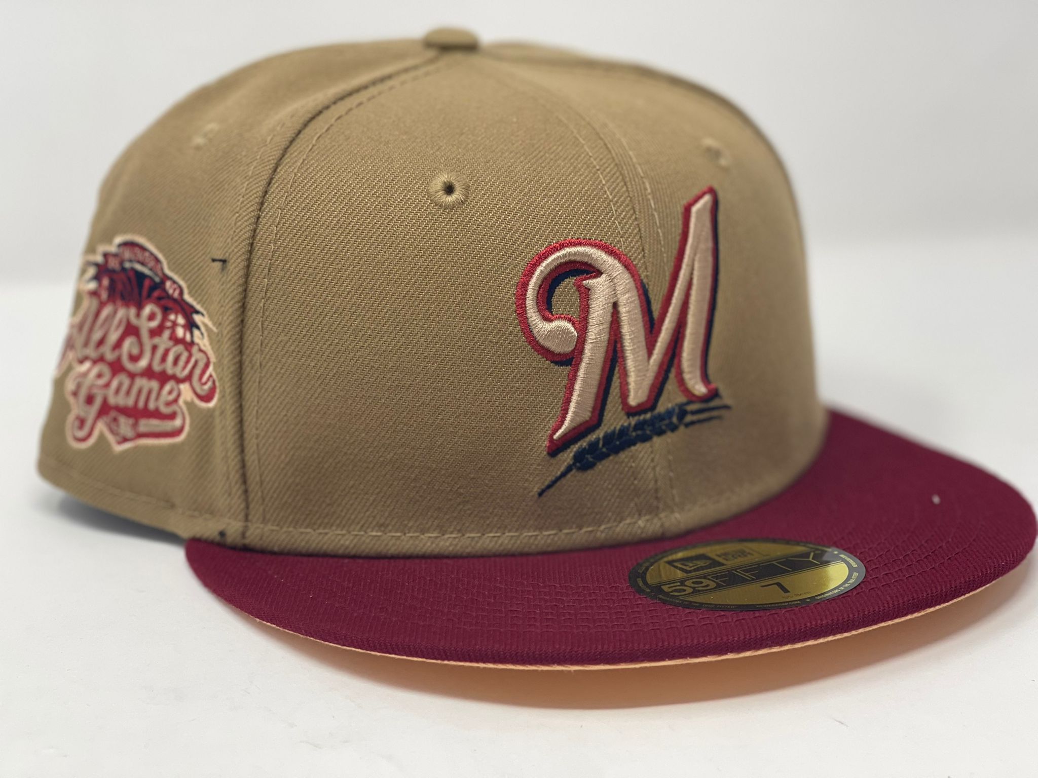 59FIFTY Milwaukee Brewers Camel/Brown/Cardinal 2002 All Star Game Patch