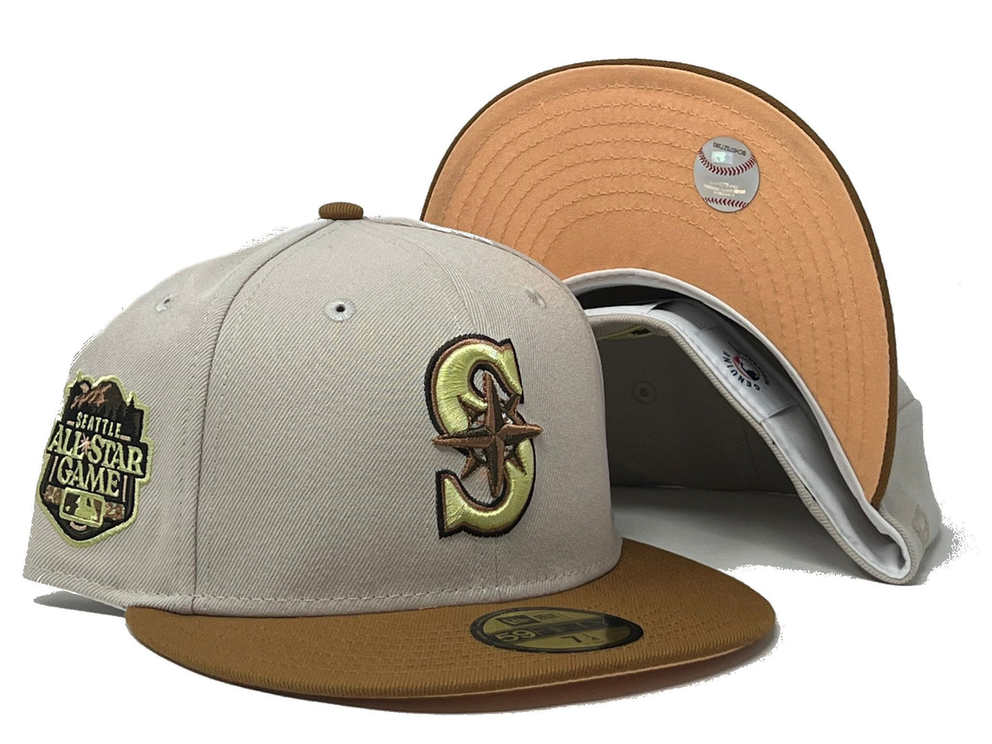 Seattle Mariners 2023 All Star Game Stone Camel Peach Brim New Era Fitted Hat