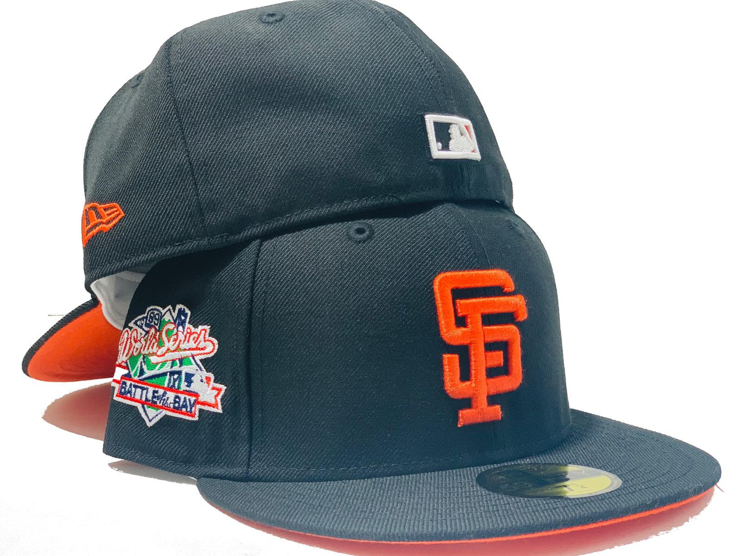 SAN FRANCISCO GIANTS 1989 BATTLE OF THE BAY BLACK ORANGE BRIM NEW ERA FITTED HAT