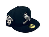 ST. LOUIS CARDINALS 2011 WORLD SERIES CHAMPIONS BLACK 3M REFLECTIVE BRIM "GLOW IN THE DARK"  NEW ERA FITTED HAT TO MATCH JORDAN RETRO 11 JUBILEE 25 ANNIVERSARY