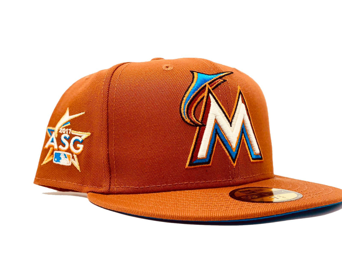 MIAMI MARLIN 2017 ALL STAR GAME RUST ORANGE BRIGHT BLUE BRIM NEW ERA FITTED HAT