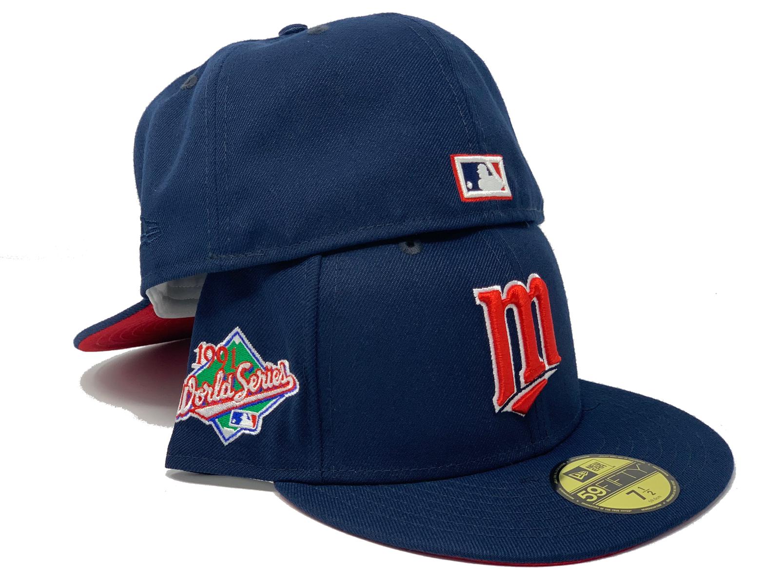 MINNESOTA TWINS 1991 WORLD SERIES NAVY RED BRIM NEW ERA FITTED HAT