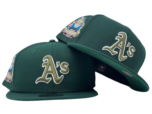 Oakland Athletics 40th Anniversary Stomper Dark Green Taxi Yellow Brim  New Era Fitted Hat – Sports World 165