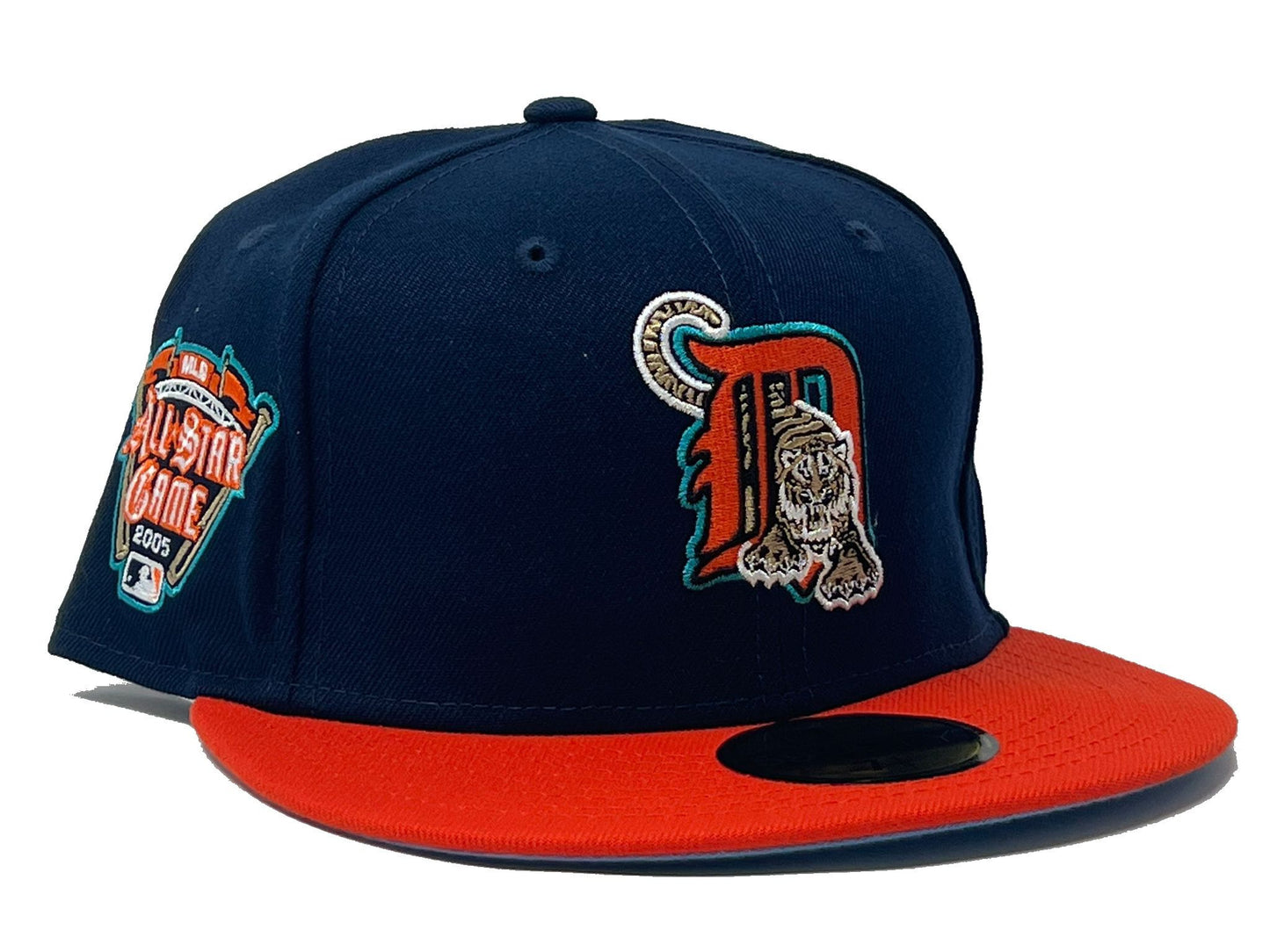 Detroit Tigers 2005 All Star Game Light Navy Orange Visor Icy Brim New Era Fitted Hat
