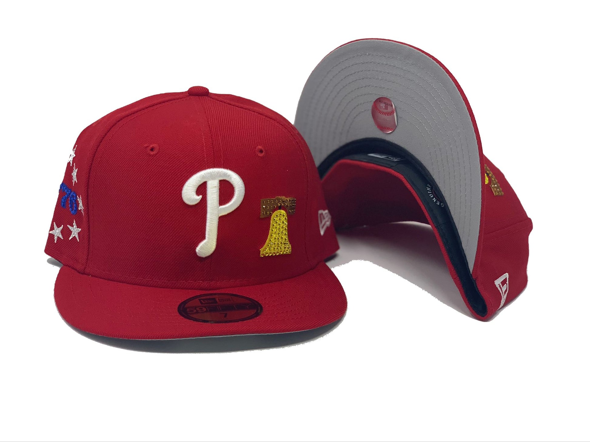 Red Philladelphia Phillies MLB Crystal Icons New Era Fitted Hat