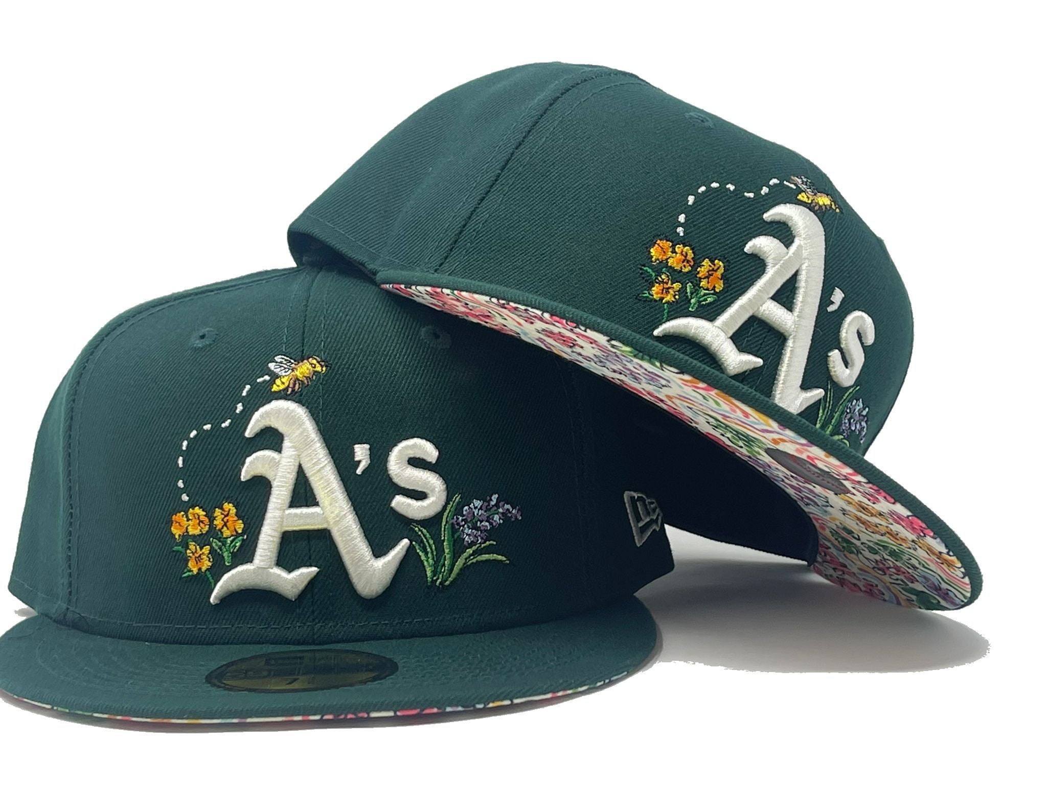 Oakland Athletics Floral Print Brim New Era Fitted Hat – Sports