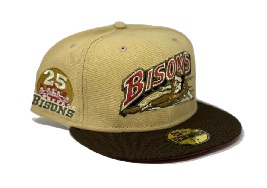 BUFFALO BISONS 25TH ANNIVERSARY "VEGAS GOLD COLLECTION" RUST ORANGE BRIM NEW ERA FITTED HAT