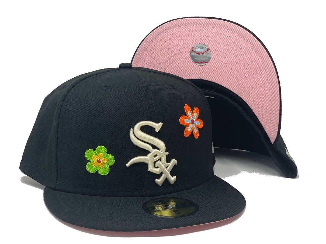 Black Chicago White Sox Flower Pattern 59fifty New Era Fitted Hat