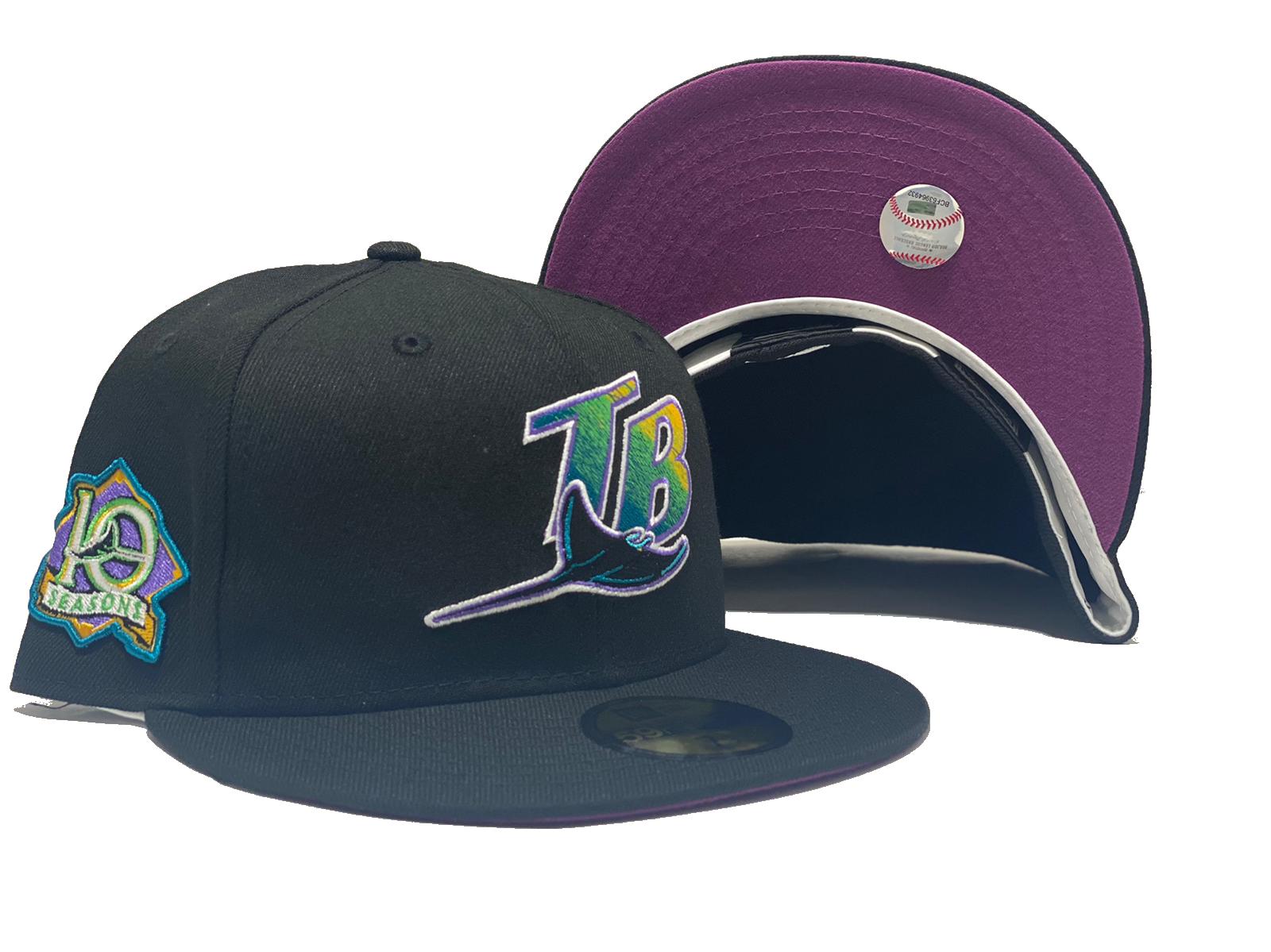 Purple Tampa Bay Rays Lavender Bottom 10th Seasons Side Patch New Era  59Fifty Fitted