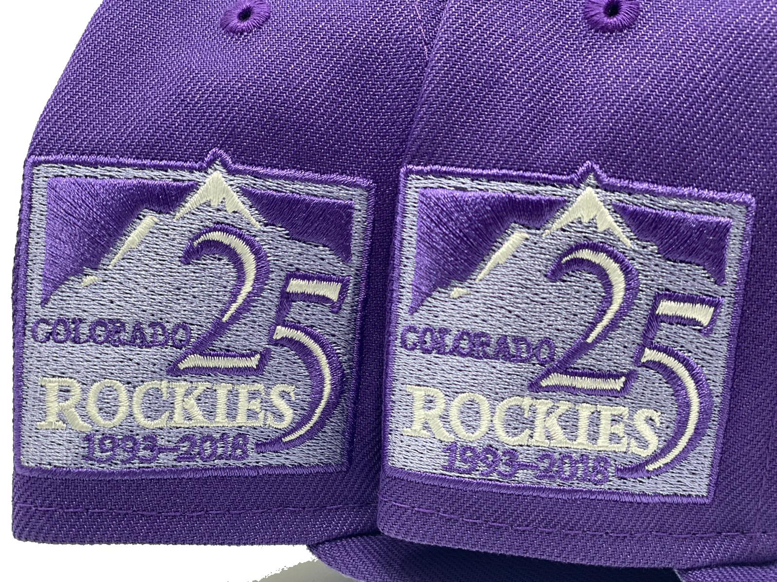 COLORADO ROCKIES 25TH ANNIVERSARY FOREST GREEN LAVENDER UV FITTED HAT 7 3/8  SR