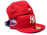 NEW YORK YANKEES 1999 WORLD SERIES HEART LOGO RED PURPLE BRIM NEW ERA FITTED HAT