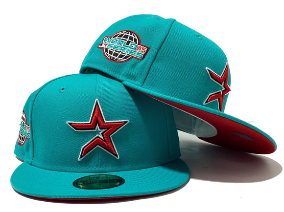 HOUSTON ASTRO 2005 WORLD SERIES TEAL RED BRIM NEW ERA FITTED HAT