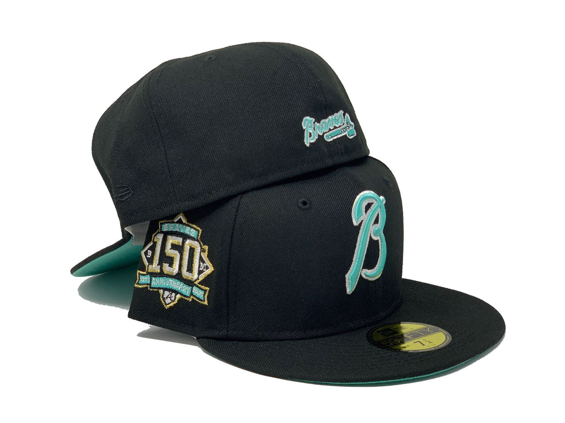 Black Atlanta Braves 150 Anniversary Custom New Era Fitted Hat