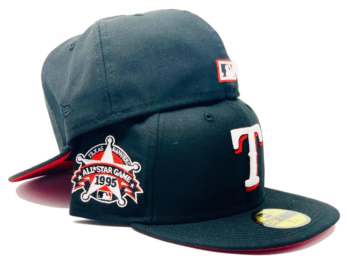 TEXAS RANGERS 1995 ALL STAR GAME BLACK RED BRIM NEW ERA FITTED HAT