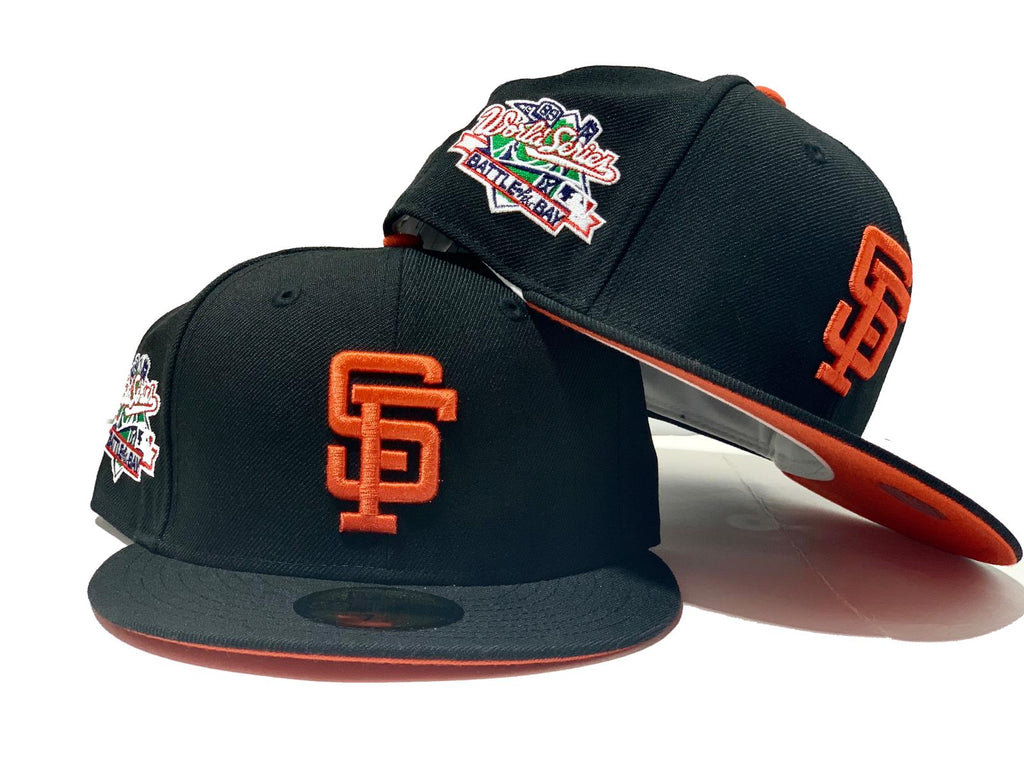 SAN FRANCISCO GIANTS 1989 BATTLE OF THE BAY BLACK ORANGE BRIM NEW ERA FITTED HAT