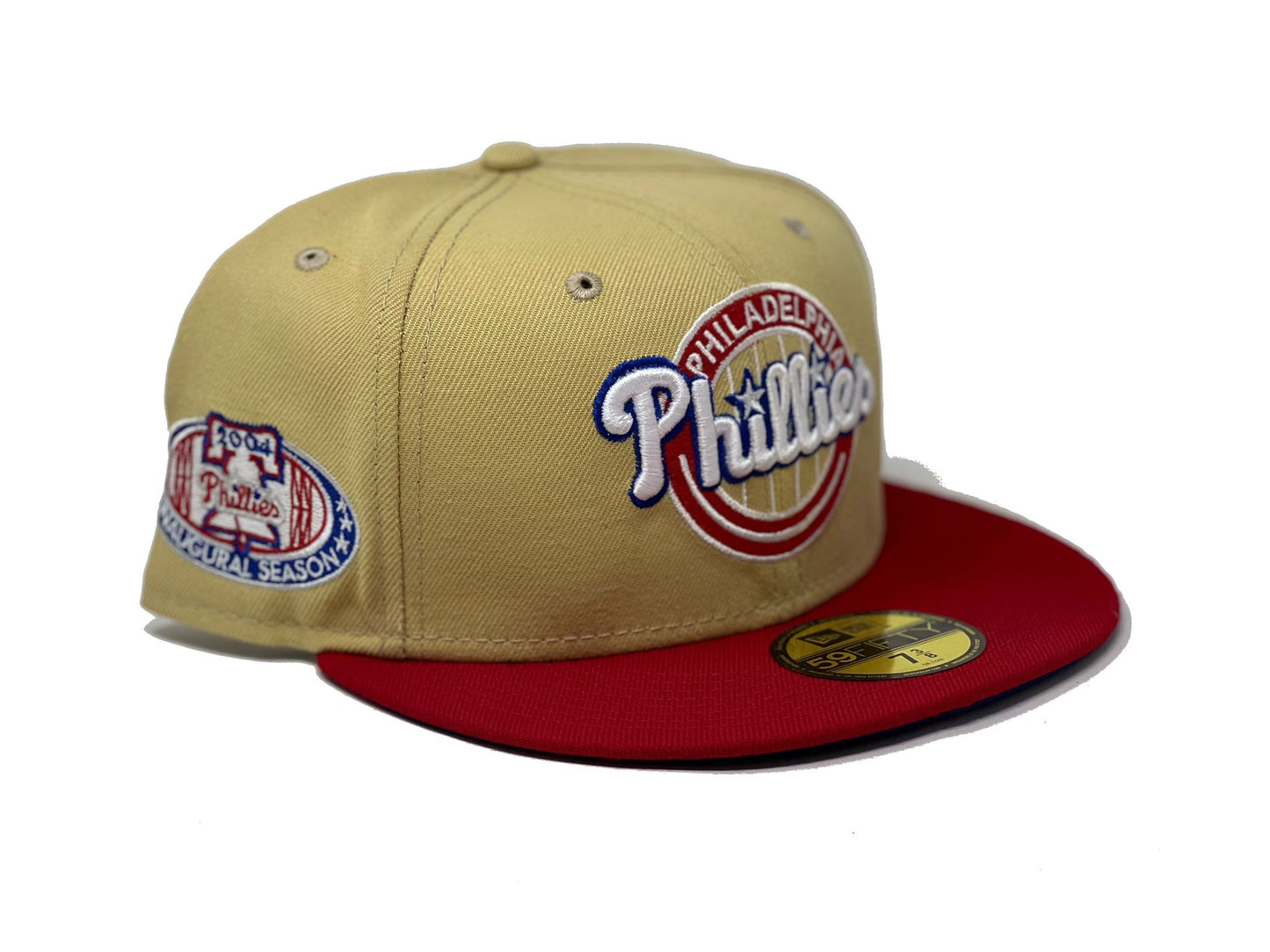 PHILADELPHIA PHILLIES 2004 INAUGURAL SEASON "VEGAS GOLD COLLECTION" ROYAL BRIM NEW ERA FITTED HAT